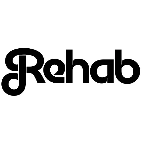 The black REHAB logo, Zoltan’s own version