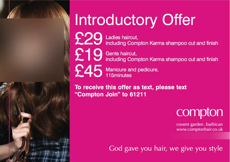 Print / mailer, page 1 of 2, faces blurred