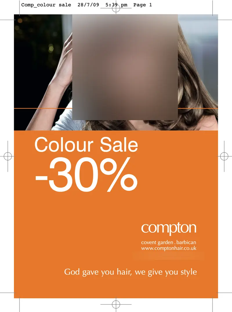 Print / mailer, page 1 of 2, faces blurred