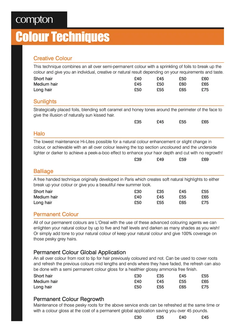 Service menu, Barbican, page 2 of 4