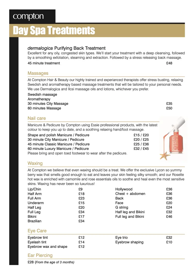 Service menu, Barbican, page 4 of 4