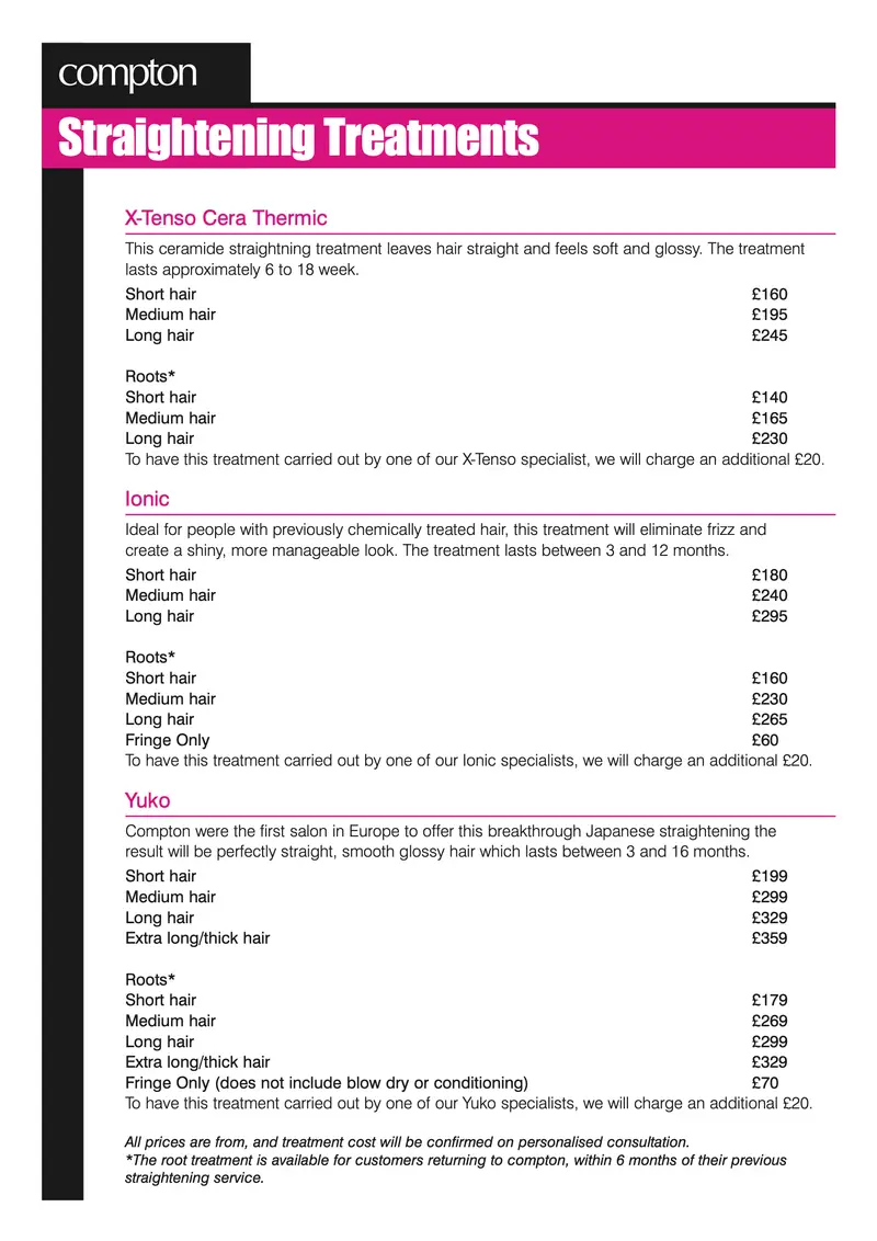 Service menu, Barbican, page 2 of 2