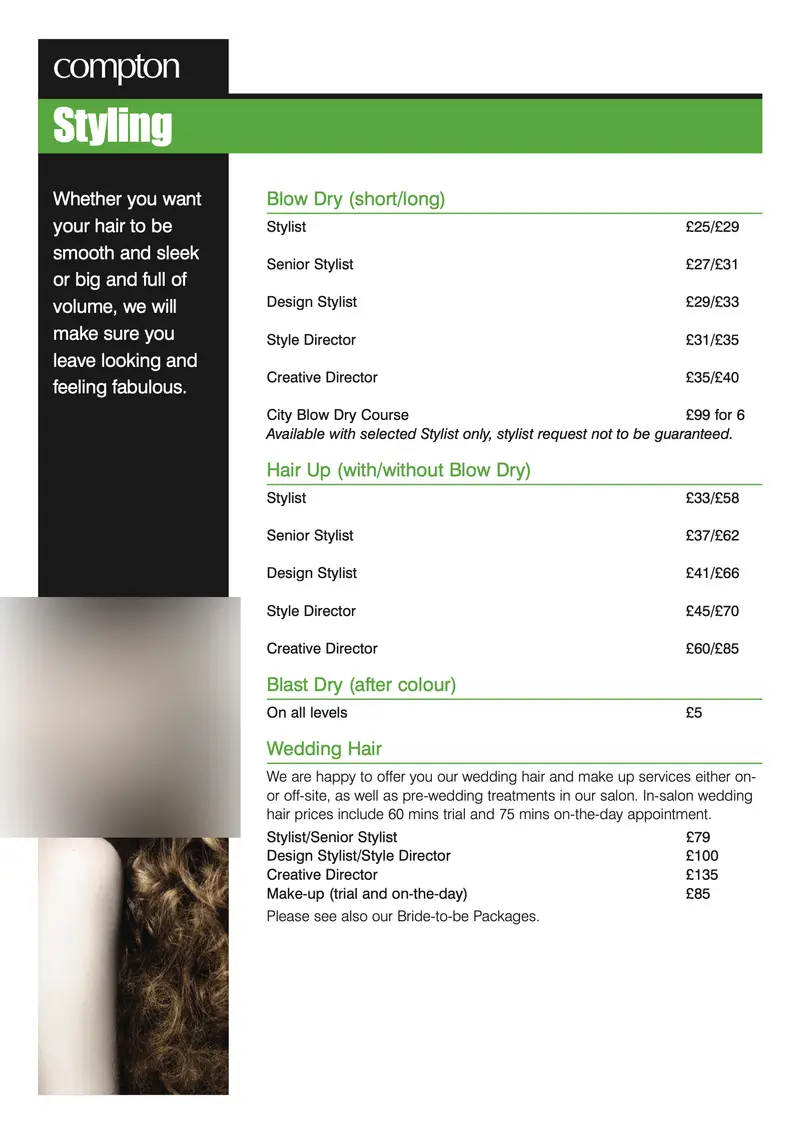 Service menu, Barbican, faces blurred