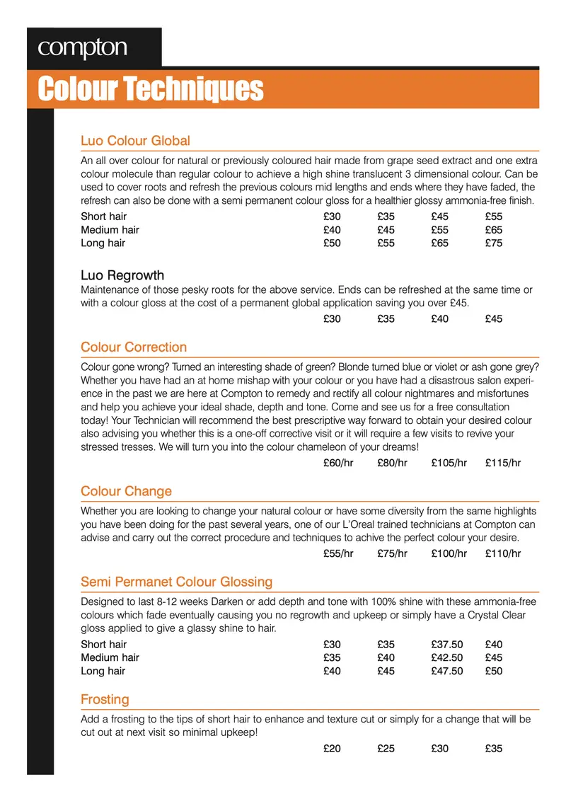 Service menu, Covent Garden, page 3 of 4