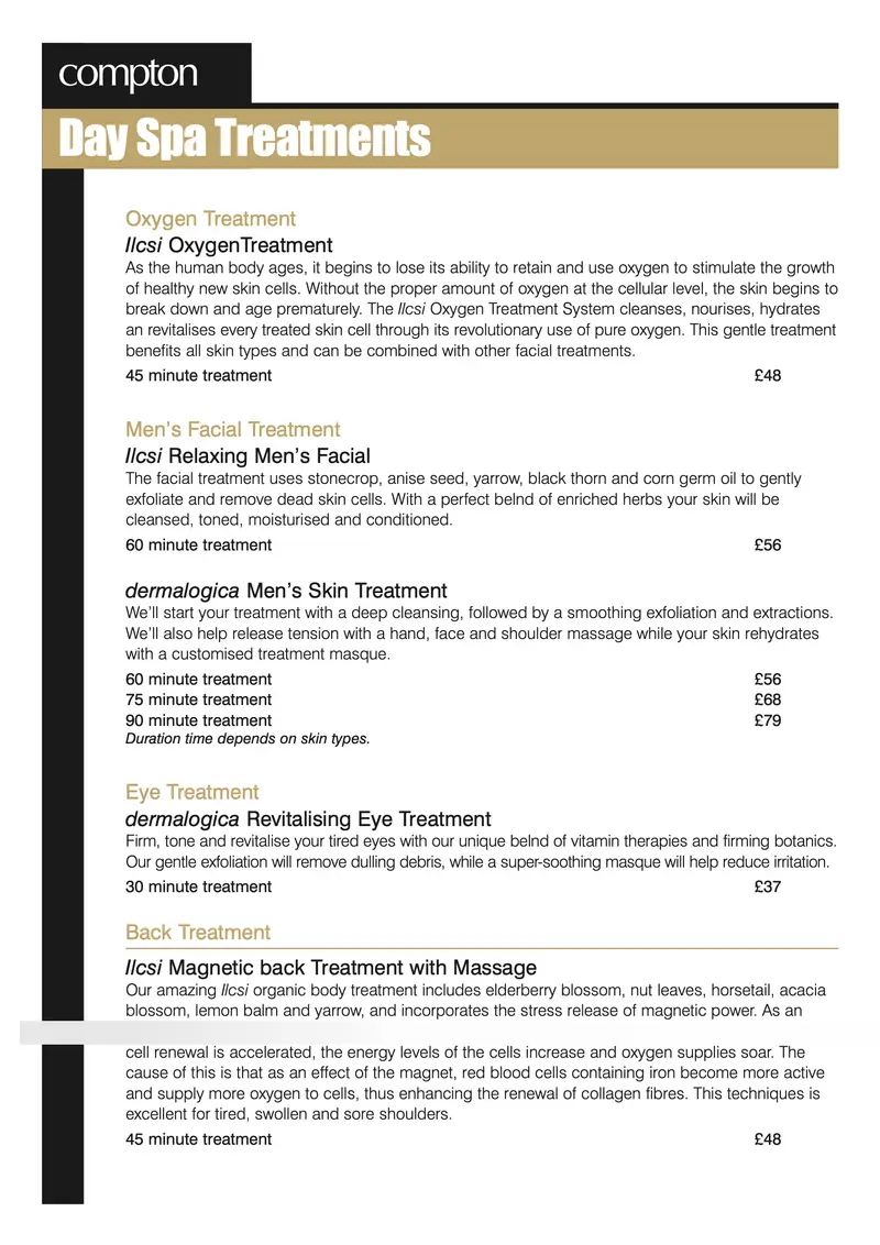 Service menu, Covent Garden, page 3 of 4