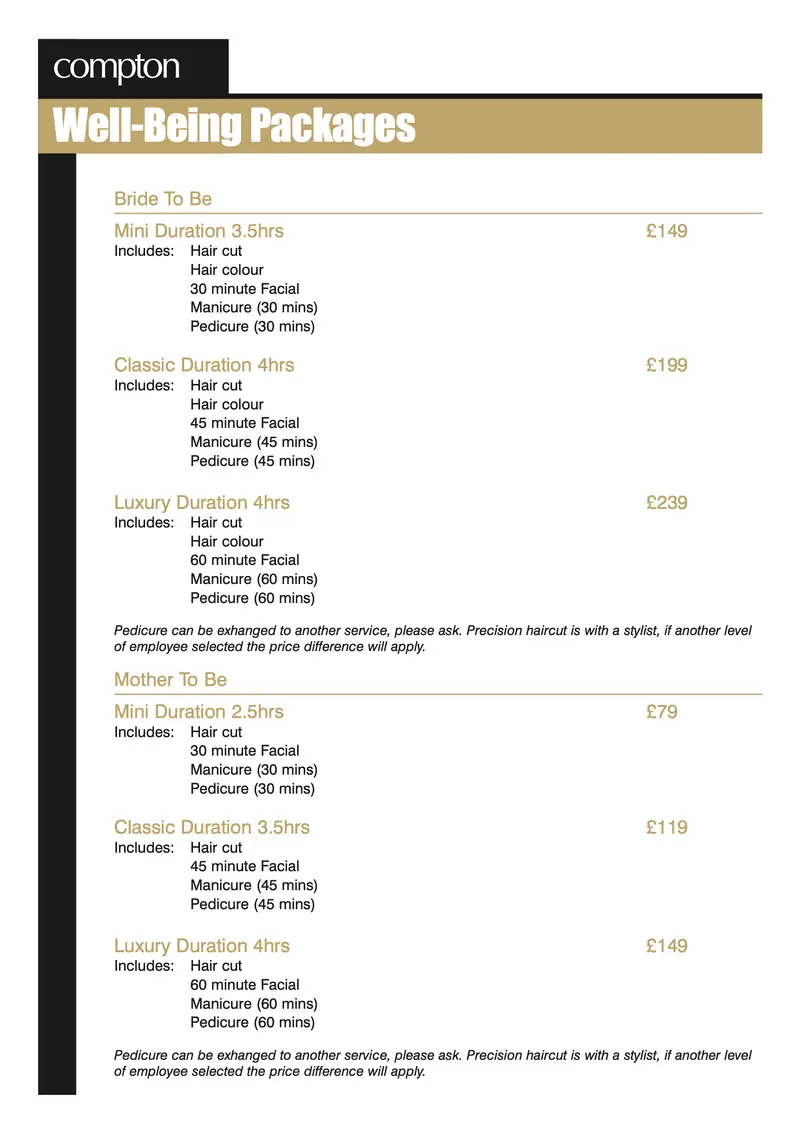 Service menu, Covent Garden, page 3 of 5