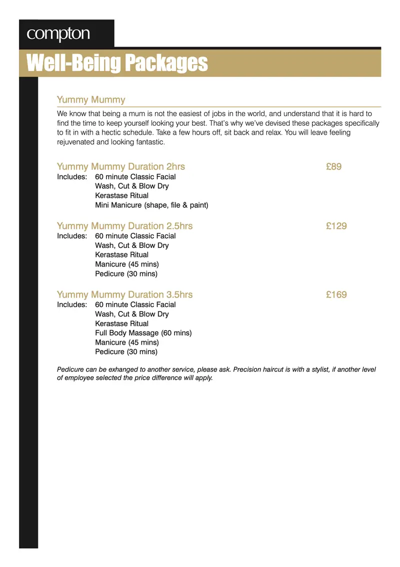 Service menu, Covent Garden, page 4 of 5