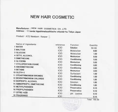 Ingredient list
