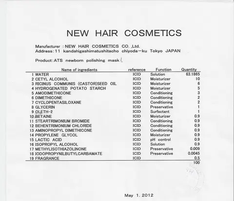 Ingredient list