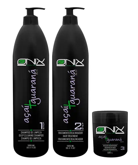 Onix Açaí + Guaraná treatment and mask bottles