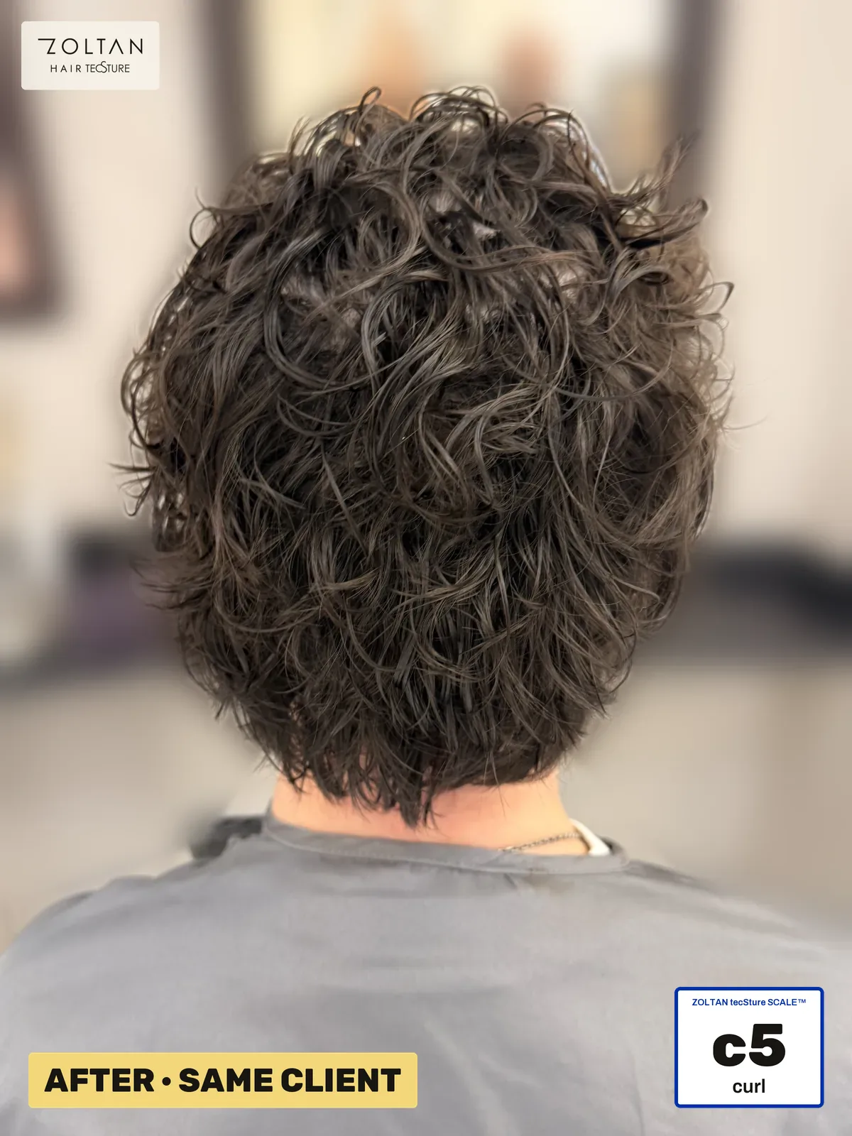 After: straight hair, then natural movement after Wavement Cold