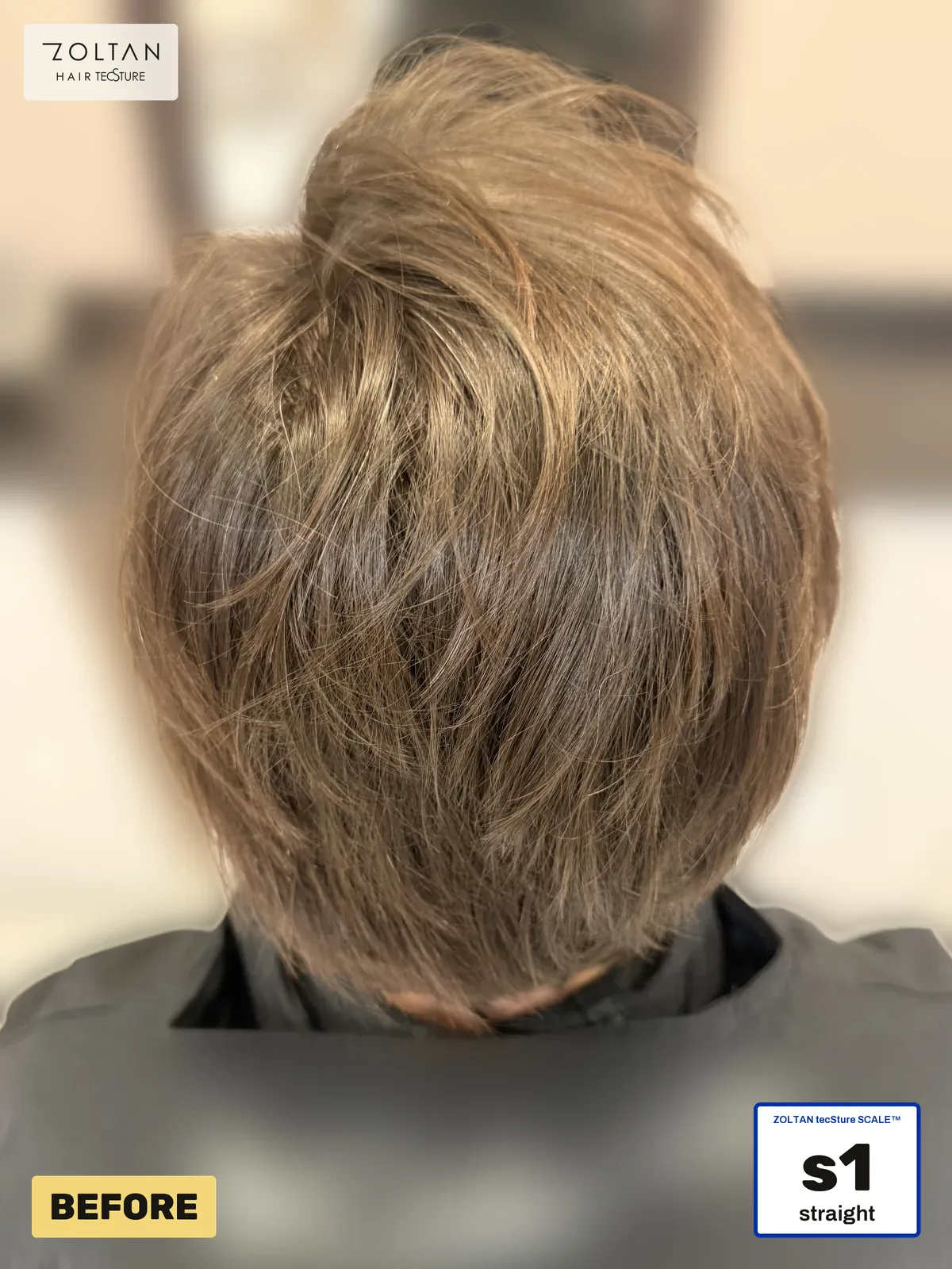 Before: straight hair, then natural movement after Wavement Cold