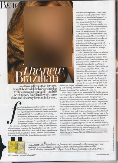 Harper’s Bazaar UK, August 2010: the page. Faces and phone numbers are blurred.