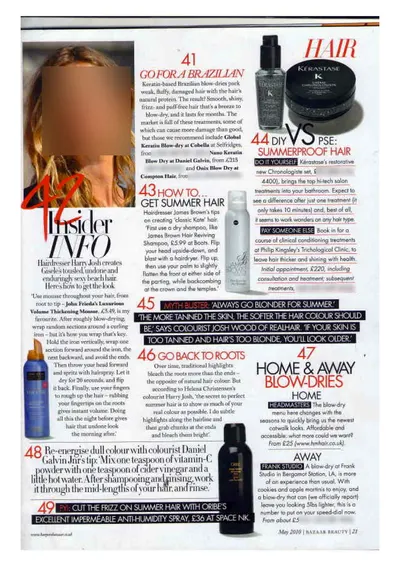 Harper’s Bazaar UK, May 2010: the page. Faces and phone numbers are blurred.