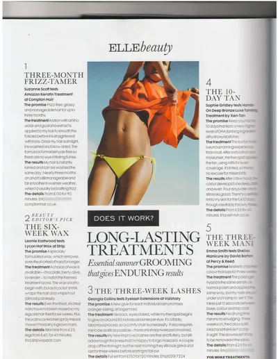 Elle UK, July 2011: the page. Faces and phone numbers are blurred.