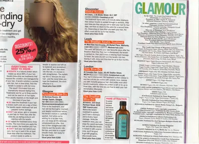 Glamour UK, March 2010: the page. Faces and phone numbers are blurred.