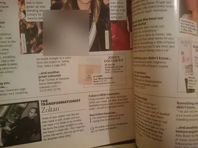 Glamour UK, August 2015: the page. Faces and phone numbers are blurred.