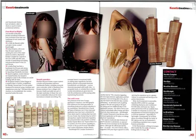 Hairdressers Journal, February 2011: the page. Faces and phone numbers are blurred.